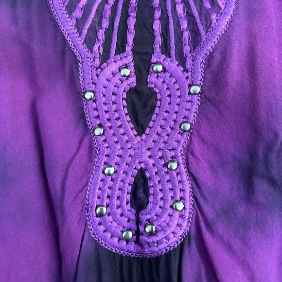 Live and Let Live Purple Tie Dye Peplum Blouse with Embroidery, size XL - Picture 3 of 11